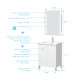 Pack meuble salle de bains 60cm blanc 2 portes, vasque, miroir 60x80 à leds intégrées - xenos Aurlane - PACM610 