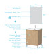 Pack meuble salle de bains 60cm chêne clair 2 portes, vasque, miroir 60x80 et réglette led - xenos Aurlane - PACM611 
