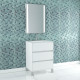 Pack meuble salle de bains 60cm blanc 3 tiroirs, vasque, miroir 60x80 à leds intégrées - xenos