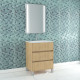 Pack meuble salle de bains 60cm chêne clair 3 tiroirs, vasque, miroir 60x80 à leds intégrées - xenos Aurlane - PACM620