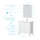 Pack meuble salle de bains 80cm blanc 2 portes, vasque, miroir 60x80 et réglette led - xenos Aurlane - PACM621 