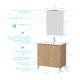 Pack meuble salle de bains 80cm chêne clair 2 portes, vasque, miroir 60x80 et réglette led - xenos Aurlane - PACM623 