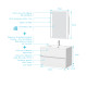 Pack meuble salle de bains 80cm blanc 2 tiroirs, vasque, miroir 60x80 à leds intégrées - xenos 