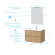 Pack meuble salle de bains 80cm chêne clair 2 tiroirs, vasque, miroir 60x80 et réglette led - xenos 