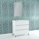 Pack meuble salle de bains 80cm blanc 3 tiroirs, vasque, miroir 60x80 et réglette led - xenos