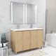 Meuble salle de bains 120 cm chêne clair 4 portes, vasque, miroirs 60x80 à leds intégrées - xenos Aurlane - PACM636