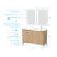 Meuble salle de bains 120 cm chêne clair 4 portes, vasque, miroirs 60x80 à leds intégrées - xenos Aurlane - PACM636 