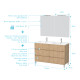 Meuble salle de bains 120 cm chêne clair 6 tiroirs, vasque, miroirs 60x80 et réglettes led - xenos Aurlane - PACM643 