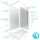 Pack panneau wall'it blanc 90 et panneau wall'it blanc 120 + receveur whiteness ii 120 + paroi en verre trempé bande miroira + barre de fixation chrome. 