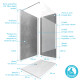 Panneaux muraux silver grey 90+120x210 - receveur 120x90 - paroi 8mm 120x200 + bras - Couleur de paroi au choix 