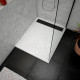 Receveur en acrylique blanc effet pierre 80x100x4 cm + grilles linéaires chrome et noire - moon Aurlane - PACR013