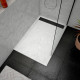 Receveur en acrylique blanc effet pierre 80x120x4 cm + grilles linéaires chrome et noire - moon Aurlane - PACR015