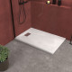 Pack receveur blanc effet pierre 140x90 cm et grille décor linéaire en inox - pack rock 2 Aurlane - PACR110