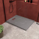 Pack receveur gris effet pierre 120x90 cm et grille décor linéaire en inox - pack rock 2 Aurlane - PACR122