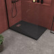 Pack receveur noir effet pierre 140x90 cm et grille décor perforée en inox - pack rock 2 Aurlane - PACR125