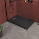 Pack receveur noir effet pierre 120x80 cm et grille décor linéaire en inox - pack rock 2 Aurlane - PACR129