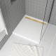 Receveur en acrylique blanc effet pierre 90x90x4 cm + grilles linéaires chrome et or brossé - moon Aurlane - PACR158