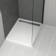 Receveur en acrylique blanc effet pierre 100x80x4cm + grilles linéaires chrome et gun metal Aurlane - PACR172