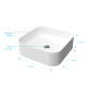 Vasque carrée blanche en céramique à poser - 46x33x13.5cm - pop square rounded 