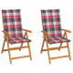 Chaises de jardin teck avec coussins teck - Couleur et nombre de places au choix Carreaux-rouge