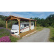 Abri deux pentes, 500cmx650cm, bois douglas francais, carport, auvent, abri camping-car, cpbf-cc2p500x650