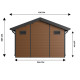 Abri de jardin composite isora - 12m² brun - epaisseur des madriers : 28mm - cabane atelier / abri velo - menuiseries en aluminium 