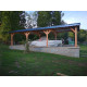 Abri deux pentes, 400cmx1050cm, bois douglas francais, carport, auvent, abri voiture, cpbf-v2p400x1050