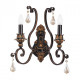 Applique murale noire country 2 ampoules 21 cm