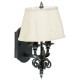 Applique murale noire country 2 ampoules 36 cm