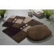 Tapis de salle de bain merkur marron set - 3 pcs (housse pour abattant + tapis 40x50cm + tapis 50x80cm)