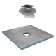 Bac receveur de douche à carreler 90x90cm recoupable sur mesure + Bonde horizontale - RAINY Aurlane - PACR001