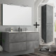 Ensemble meuble de salle de bain 140cm double vasque + colonne de rangement - ciment (gris)