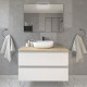 Meuble de salle de bain 2 tiroirs avec vasque à poser arrondie et miroir avec applique balea - blanc - 80cm