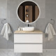 Meuble de salle de bain 2 tiroirs avec vasque à poser arrondie balea et miroir rond led solen - blanc - 70cm