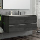 Meuble de salle de bain 140cm double vasque - 4 tiroirs - sans miroir - balea - ebony (bois noir)