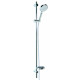 Colonne de douche en inox chromé comprenant barre murale 1100 mm, douchette 5 fonctions, porte savon