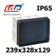 Boite de dérivation ip65 avec couvercle transparent et tétine passe câble (hxlxp) 197x260x100 - passe fil conique: 4x ø25 + 6x ø40 