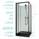 Cabine de douche carrée 80x80x200 cm - Porte pivotante - Fonds Blancs - Receveur et Profilés Noirs Aurlane - CAB297 
