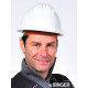 Casque de chantier singer bleu polyethylene avec bandeau reglable fixation 6 points 