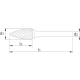 Fraise lime carbure Phantom forme G cylindrique - Forme ogive - avec denture DT 3 Fine 6-UNI 8x19x6x64 mm - VAN OMMEN - 415700806 