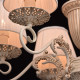 Chandelier beige classic 6 ampoules 85 cm 