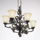 Chandelier noir country 6 ampoules 205 cm 