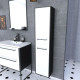 Colonne de salle de bain noir mat 30x35x150 cm avec 2 portes blanches et poignées noir mat Aurlane - PACM048
