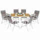 Cordoba plus salon de jardin 6 chaises + table alu      blanc 