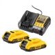 Pack énergie DEWALT XR - 2 batteries 18V 2.0Ah + Chargeur universel 12V/18V - DCB1104D2-QW 