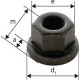 Ecrou hexagonal à embase, Filetage : M12, 6 pans cote s/plats 18 mm, Cote e 20,03 mm, Hauteur m : 18 mm, Hauteur a : 4,0 mm, Ø d'embase d1 : 25 mm