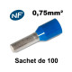 Embouts de câblage pour fil souple de 0,5 à 50mm² embout noir - 1.5mm² - sachet de 100