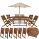 Ensemble salon de jardin en bois 6 chaises + table       marron