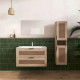 Ensemble meuble de salle de bains 60 cm et colonne - Décor bois et cannage - APOLLINE Aurlane - PACM915