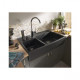 Evier céramique timbre d'office 2 bacs baroque anthracite